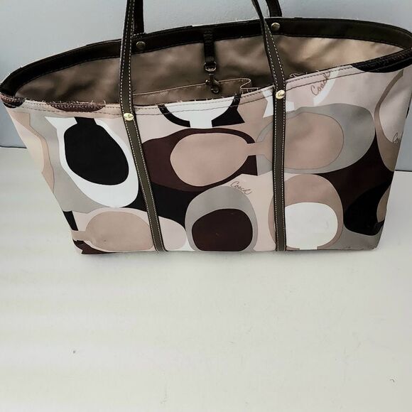 Coach tote handbag brown and green - Picture 5 of 9